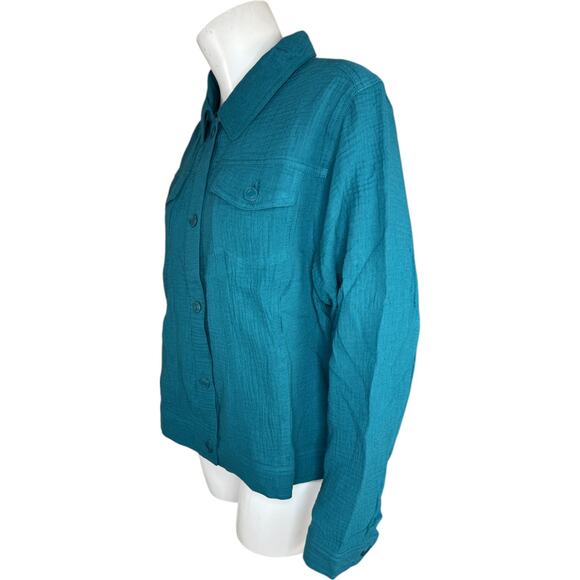 Isaac Mizrahi Live Bridgehampton Cotton Gauze Jacket Deep Sea Large NWOT - Picture 9 of 14